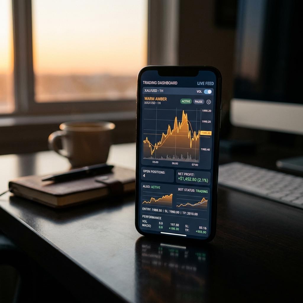 Pannello di controllo della piattaforma di trading crypto basata su intelligenza artificiale HedgeCopy